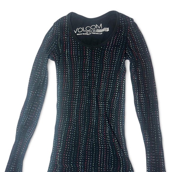 Volcom Black Long Sleeve with Multicolor Dots - Picture 1 of 5